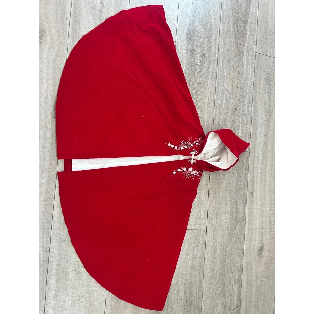 Vintage Red Velvet Hooded Cape Little Red Riding Hood Costume Cloak Cottagecore